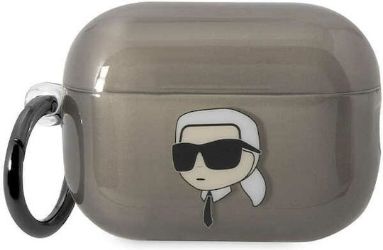 Karl Lagerfeld Karl Head Θήκη Σιλικόνης με Γάντζο σε Μαύρο χρώμα για Apple AirPods Pro