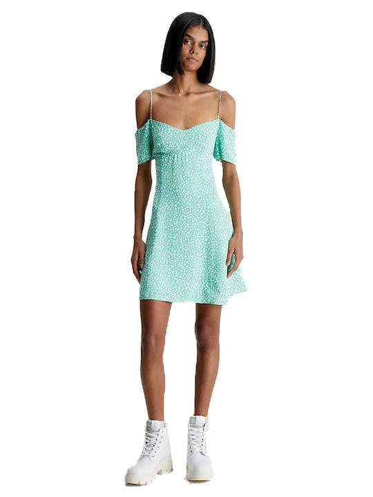 Calvin Klein Mini Dress Ditsy Floral Green Aop