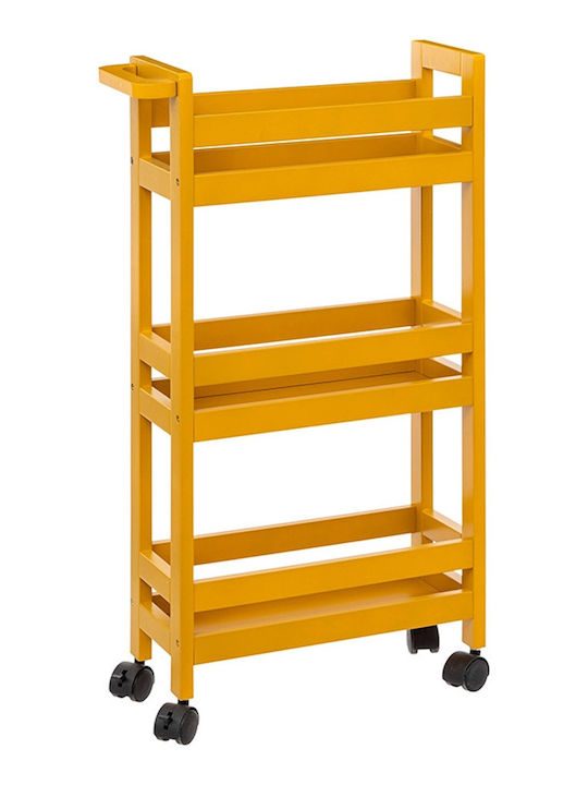 5Five Wooden Kitchen Trolley 3-Tier Yellow 40x1...