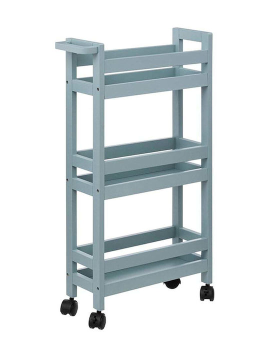 5Five Wooden Kitchen Trolley 3 Tiers Blue 40x15x75cm