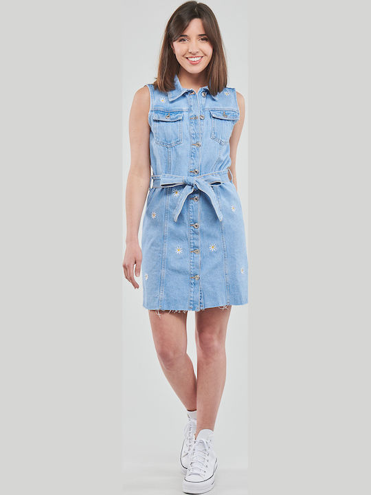 Virginnie Sommer Mini Hemdkleid Kleid Blau