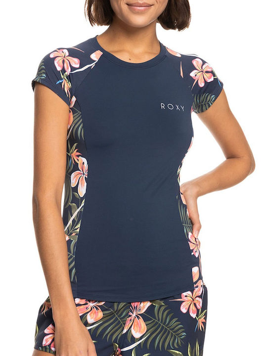 Roxy UPF 50 Γυναικεία Κοντομάνικη Αντηλιακή Μπλούζα Μπλε