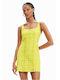 Desigual Summer Mini Dress Yellow