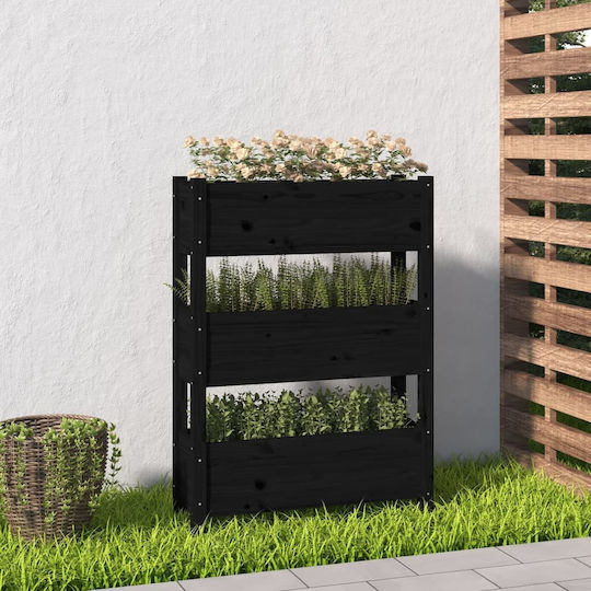 vidaXL Ζαρντινιέρα Ξύλινη Μαύρη 77x25x104.5εκ.