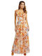 Guess W3GK60WDW52 Maxi Dress for Wedding / Baptism Open Back Orange