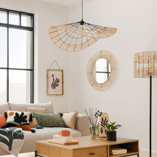 A-S Cosy Reglabil Lustră Negru cu frânghie pentru Dulie E27 80cm.