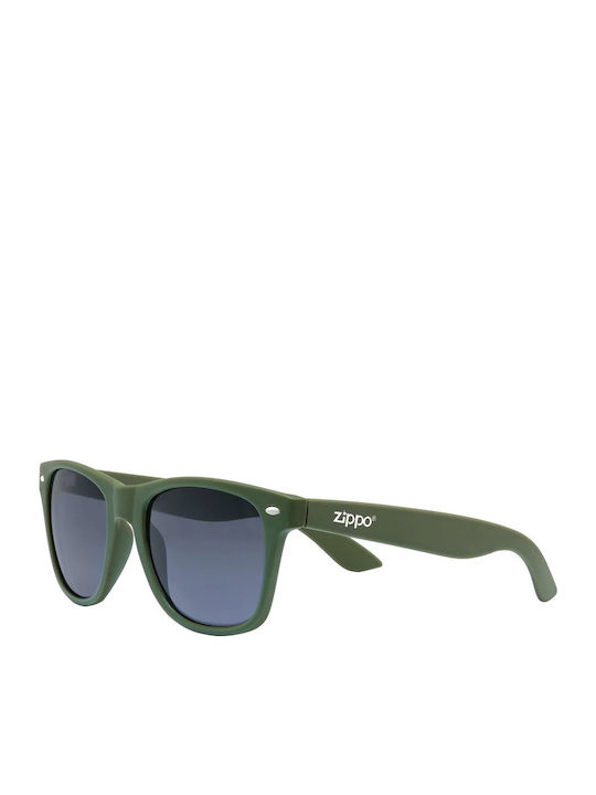 Zippo Unisex Sunglasses with Green Plastic Frame and Blue Lens OB21-28