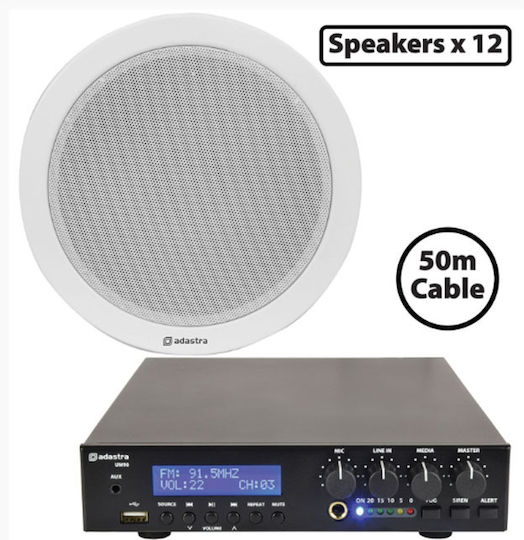 Adastra 12*EC56V+UM90 Σετ Ηχεία Εγκαταστάσεων 30W Λευκά