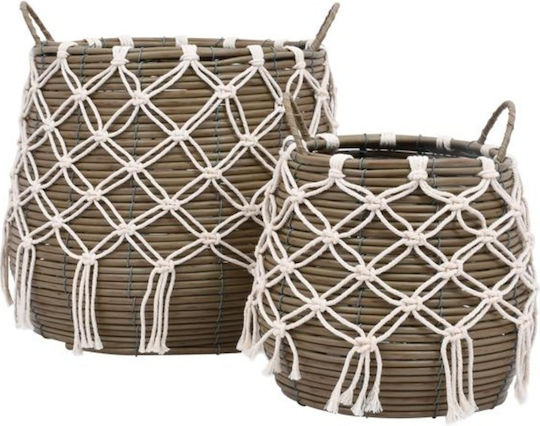 Fylliana Vaze Pentru Plante Din Paie Gri 28x28x30cm 2 Buc