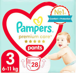 Pampers Premium Care Πάνες Βρακάκι No. 3 για 6-11kg 28τμχ