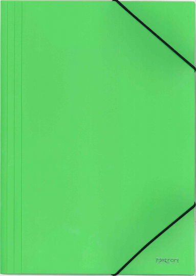 Metron Folder Transparent with Rubber Band and Ears for Paper A4 Green