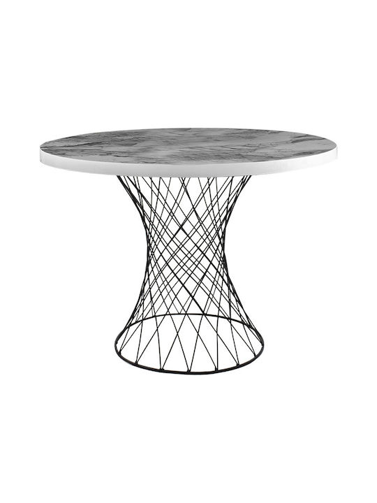 Roter Dining Room Round Table Black / Marble White 90x90x75cm