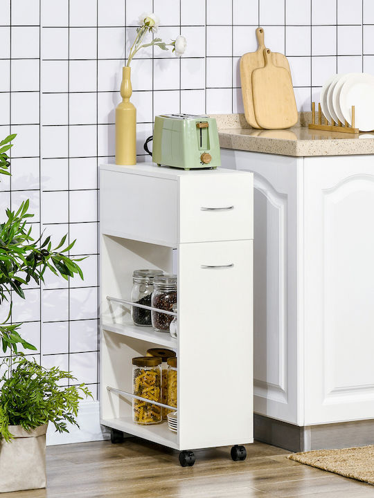 HomCom HomCom Küchenwagen Inox 3 Ebenen Weiß 50x25x85cm
