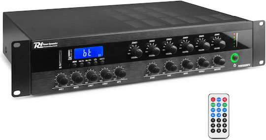 Power Dynamics PDW500MP3 Integriert Kommerzieller Verstärker mit 6 Zonen 500W/100V und USB/FM-Anschlüssen in Schwarz Farbe