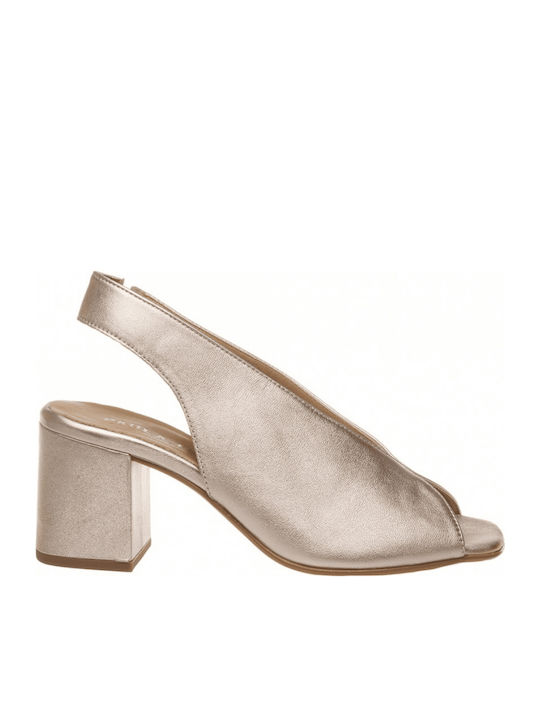 Ragazza Leather Peep Toe Sand Medium Heels