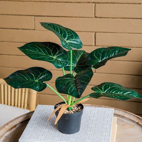 Изкуствено растение в саксийка Alocasia Green 35см 2бр Artekko