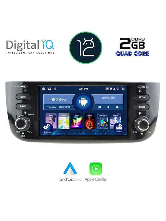 Digital IQ Car Audio System for Fiat Grande Punto / Linea / Punto Evo / Punto 2012 & 2009 (Bluetooth/USB/AUX/WiFi/GPS/Apple-Carplay/CD) with Touch Screen 6.1"