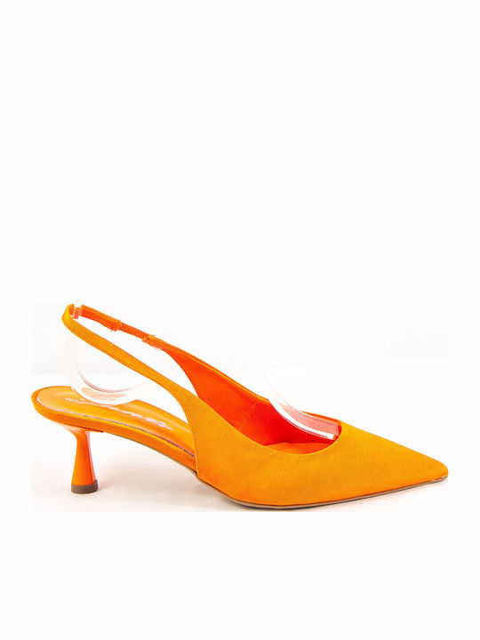 Sante Leder Pumps mit Riemchen & mittelhoher Absatz Orange