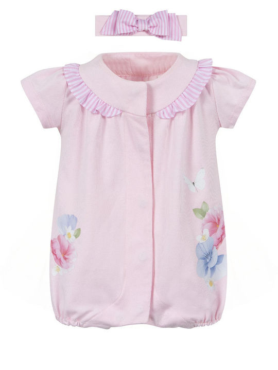 Lapin Baby Bodysuit Set Short-Sleeved with Accessories Pink