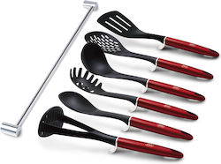 Berlinger Haus Plastic Cooking Utensil Set with Base Red Metallic Line 7pcs