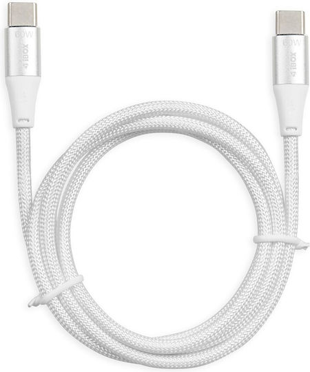 iBox Braided USB 2.0 Cable USB-C male - USB-C 60W White 1m (IKUTC1W)
