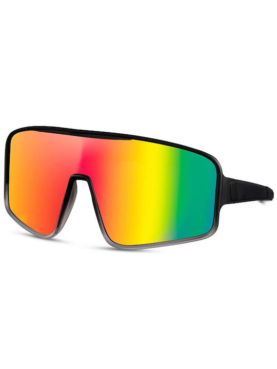 Solo-Solis Sunglasses with Black Plastic Frame and Multicolour Mirror Lens NDL6325