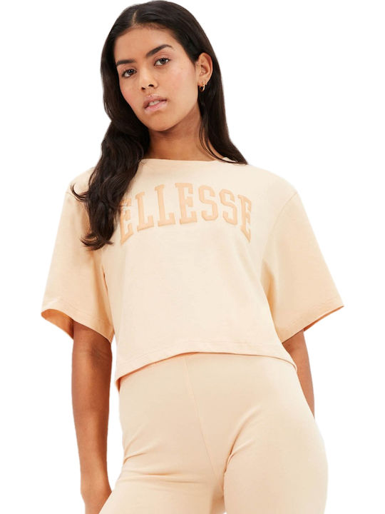 SGR17855 Women's Athletic Crop Top Short Sleeve Beige