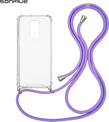 Sonique Armor Coperta din spate Silicon cu curea rezistent Transparent / Lilac (Redmi Note 9)