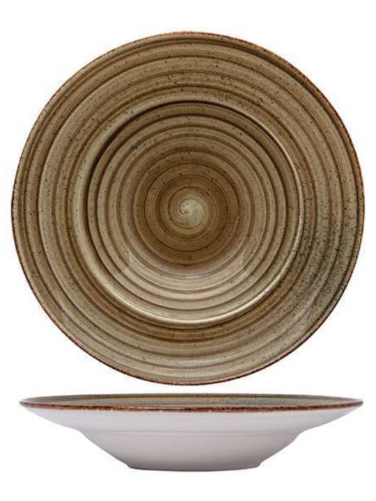 Güral Porselen Terra Avanos Plate Pasta made of Porcelain Terra with Diameter 26cm 6pcs