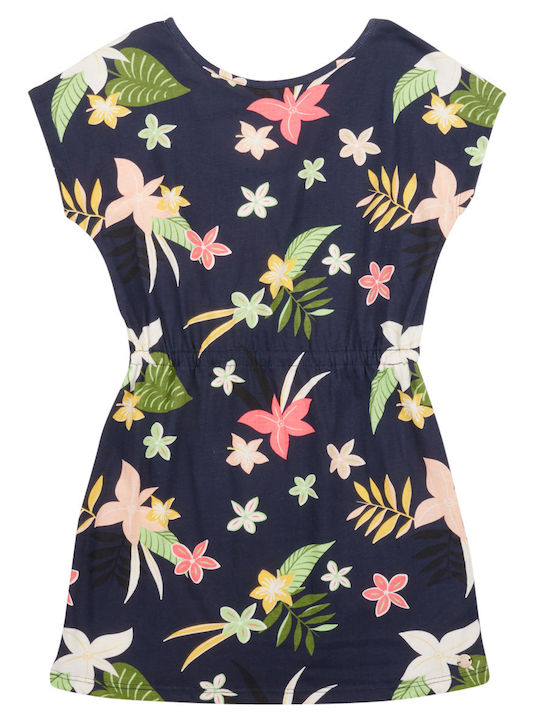 Best Old Song Children's Dress Short Sleeve Floral Blue