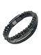 Legend Accessories Βραχιόλι από Δέρμα με Πέτρες Λάβας 21cm