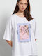 1231-905928 Damen Oversized T-Shirt Weiß