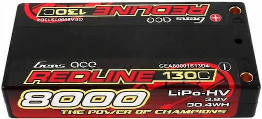 Gens Ace Redline Li-Po Batterietyp 3.8V 8000mAh 130C 1S für RC-Fahrzeug 2 Stück