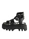 Flora Women's Flat Sandals with Strap in Black Color