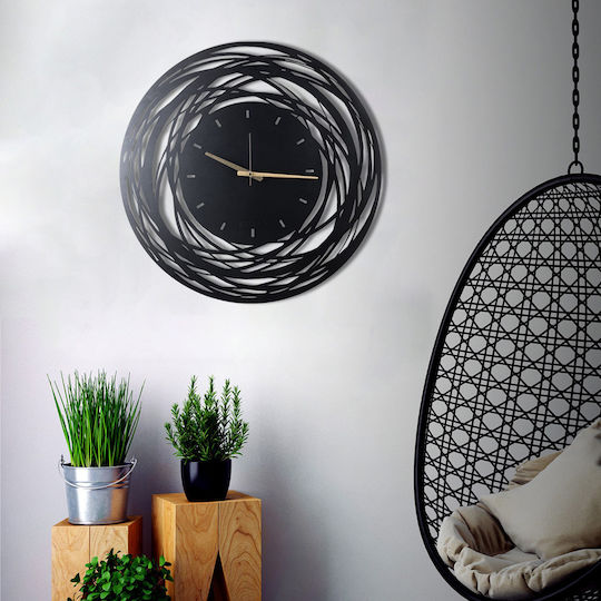 HomeMarkt Lines Ρολόι Τοίχου Μεταλλικό Μαύρο Ø50cm