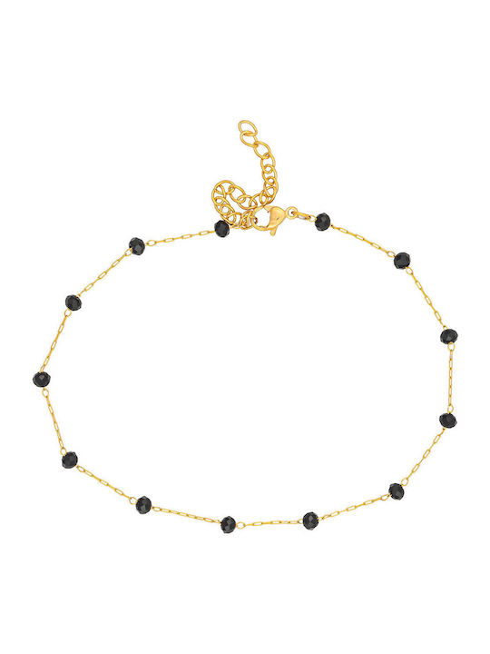 Excite-Fashion Gold Plated Steel Anklet Chain Black PE-1809-01-Black-55