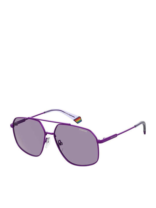 Polaroid Unisex Sunglasses with Purple Metal Fr...
