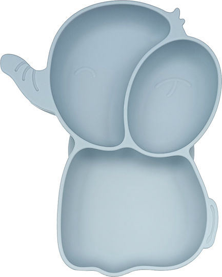 Baby Donkey Baby Food Plate Elephant made of Silicone Light Blue