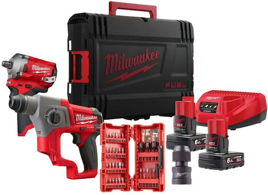 Milwaukee FPP2BP-602X Set Schlagschrauber & Hammer 12V mit 2 Batterien 6Ah und Hülle