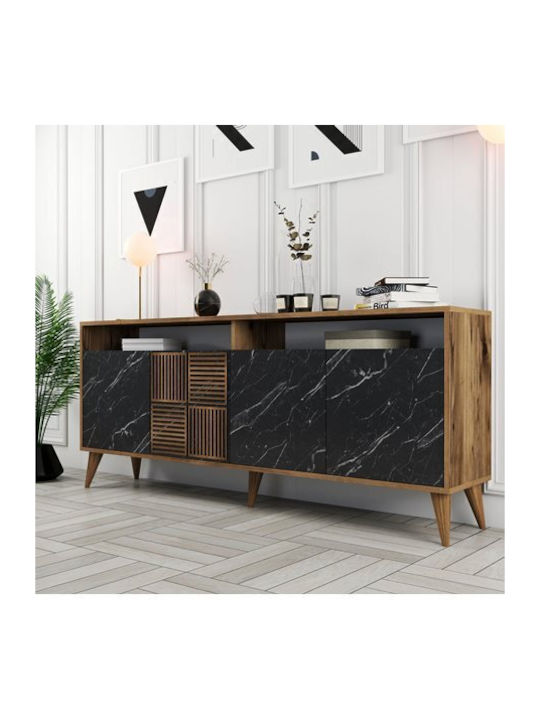 Sideboard Wooden Black Marble 180x35x78.6cm