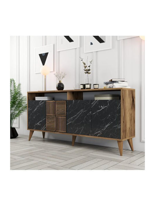 Μπουφές Ξύλινος Μαύρου Μαρμάρου 160x35x78cm