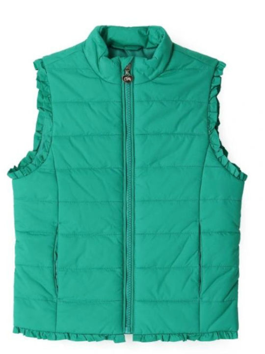 Kids' Quilted Jacket Sleeveless Short Green
