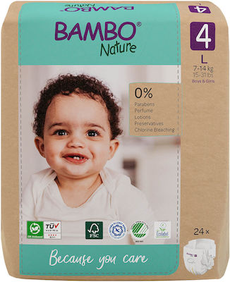 Bambo Nature Tape Diapers Eco Friendly No. 4 for 7-14 kgkg 24pcs