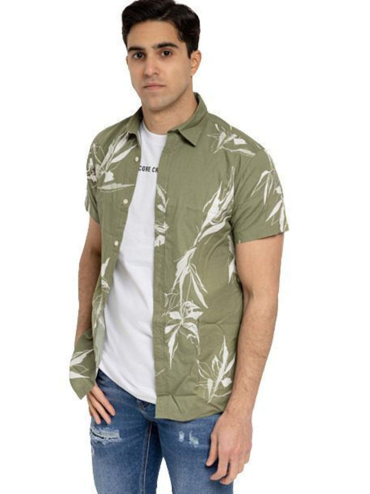 Jack & Jones Men's Floral Shirt with Short Sleeves Regular Fit Green