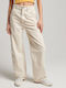 Vintage Wide Carpenter Women's Fabric Trousers Wide Line Beige