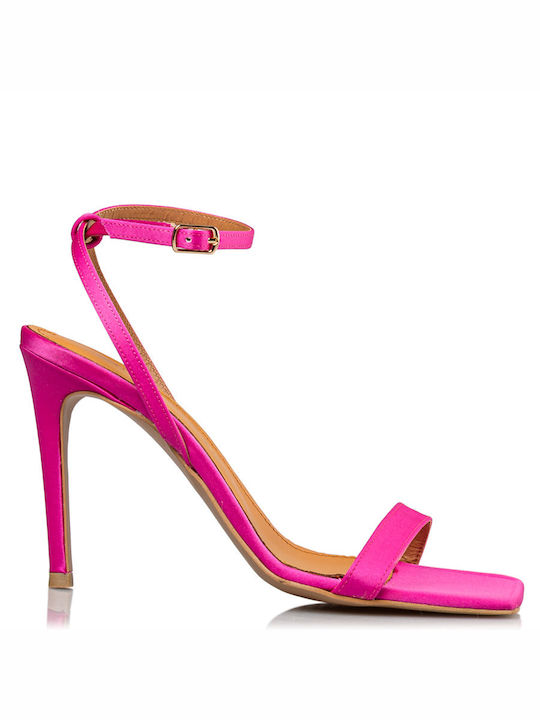 Envie Shoes Stoff Damen Sandalen mit Dünn hohem Absatz in Rosa Farbe