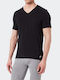 Active Flex Cotton Vneck Tshirt Men's Undershirts Short-sleeved in Black Color 3Pack