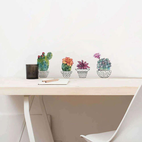 Διακοσμητικό Αυτοκόλλητο Τοίχου Cactus Vases 1τμχ 31x15εκ. Ango