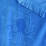 Nima Octopus Jacquard Kinder-Strandtuch Blau 140x70cm 31619