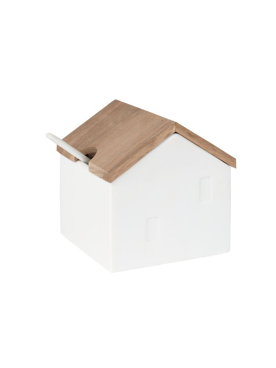 Raeder Magic Hut Βάζο για Ζάχαρη με Καπάκι από Πορσελάνη Λευκό 8x8x9cm